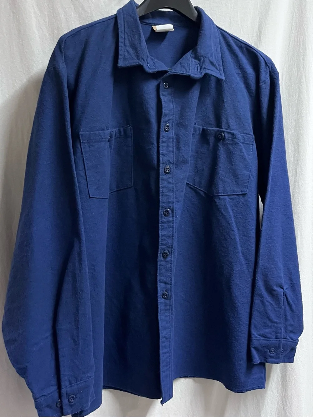 Vintage Ideal Mens Cotton Chamois Button Down Shirt Navy USA XLarge Workwear - Picture 2 of 9